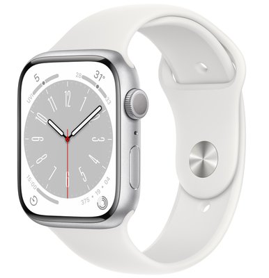 Apple Watch Series 8 45mm Silver Aluminum Case With White Sport Band (MP6N3) MP6N3 фото