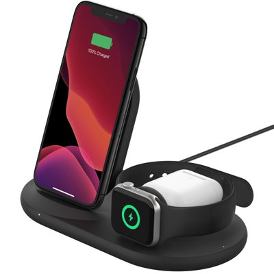 Бездротова зарядна станція Belkin 3 in 1 Wireless Charger iPhone, Watch and AirPods 2821        фото