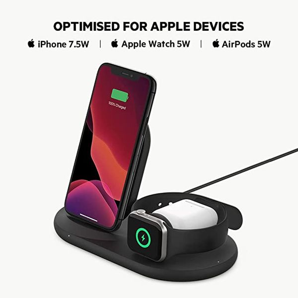 Бездротова зарядна станція Belkin 3 in 1 Wireless Charger iPhone, Watch and AirPods 2821        фото