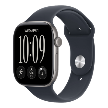Apple Watch Series 12 GPS, 42mm Space Gray Aluminum Case with Navy Blue Sport Band (S/M) (MJE74) 5996        фото