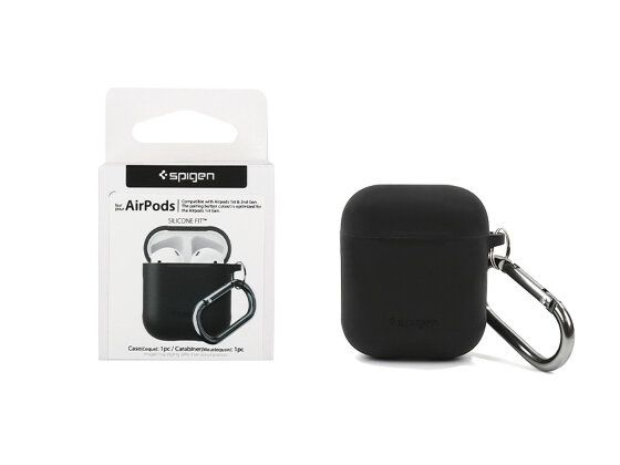 Чохол Spigen Silicone Fit Case for AirPods 1/2 (Black) 1340        фото