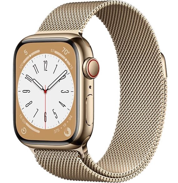 Apple Watch 8 45mm (GPS+LTE) Gold Stainless Steel Case with Gold Milanese Loop (MNKQ3) MNKQ3 фото