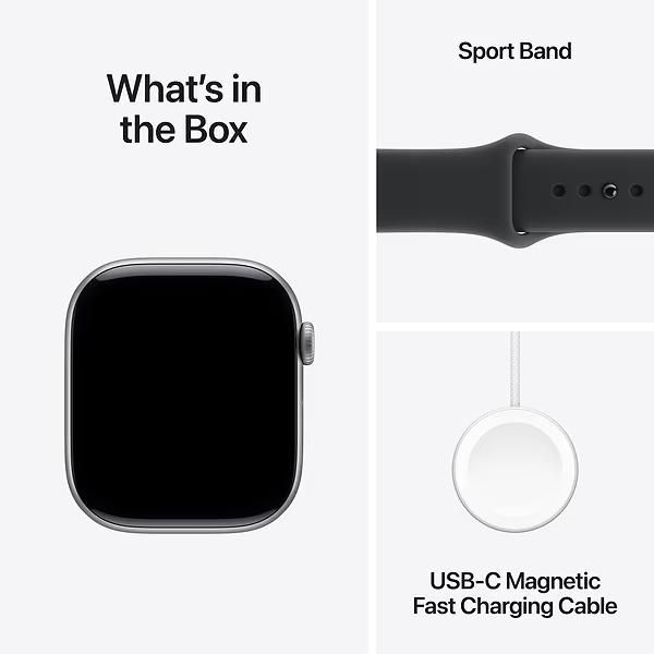 Apple Watch Series 11 GPS, 42mm Space Gray Aluminum Case with Black Sport Band (M/L) (MEQX4) 5521        фото