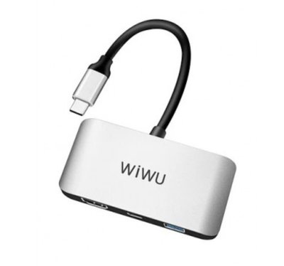 Адаптер WIWU Alpha 3 in 1 USB-C Hub C2H to 1xHDMI 1xType-C 1xUSB3.O 2678        фото
