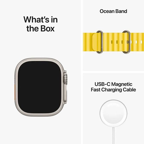 Apple Watch Ultra 49mm Titanium Case with Yellow Ocean Band (MNHG3) MNHG3 фото