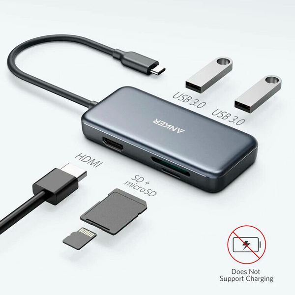 Адаптер Anker 5-in-1 USB-C Adapter (Gray) A83340A1 1228        фото
