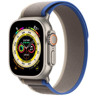 Apple Watch Ultra 49mm Titanium Case with Blue/Gray Trail Loop M/L (MQFV3) MQFV3 фото