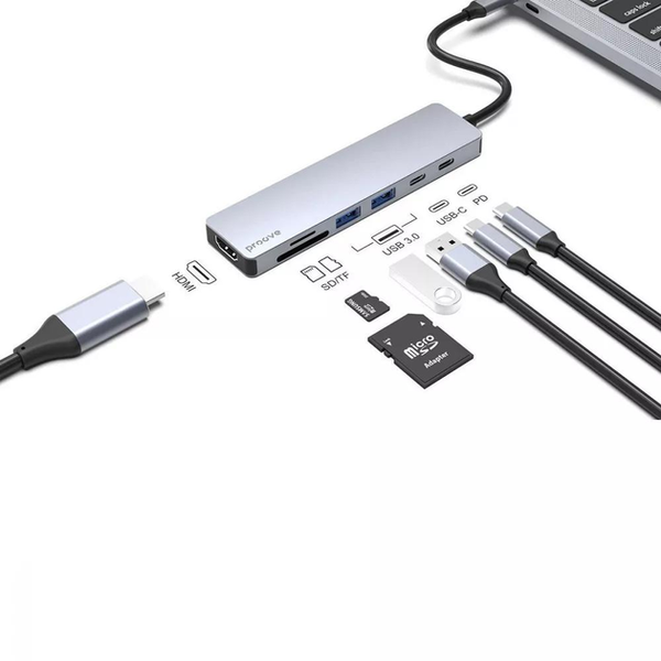 Type-C-Хаб Proove Iron Link 7 in 1 (2*Type-C + 2*USB3.0 + HDMI + SD/TF) 4846        фото