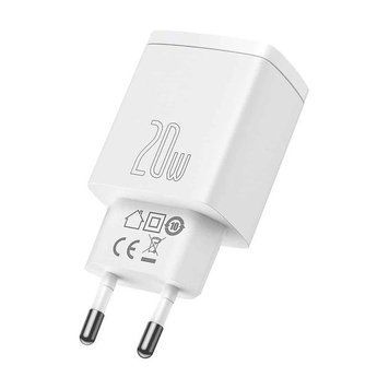 Мережевий зарядний пристрій Baseus Compact Quick Charger 20W QC+ PD (1Type-C + 1USB) white 5102        фото