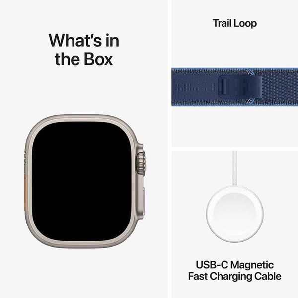 Apple Watch Ultra 3 GPS+LTE 49mm Natural Titanium Case with Blue/Bright Blue Trail Loop - M/L MEWU4 5539        фото