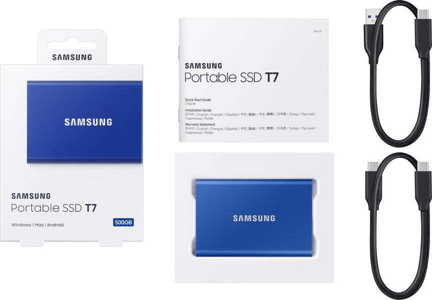 Зовнішній SSD накопичувач Samsung Portable SSD T7 500GB Indigo Blue 4266        фото