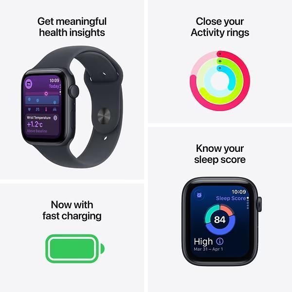 Apple Watch SE 3 GPS, 44mm Midnight Aluminum Case with Midnight Sport Band (M/L) (MEHQ4) 5540        фото
