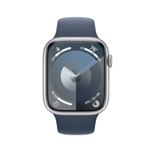 Apple Watch Series 9 45mm Silver Aluminum Case with Storm Blue Sport Band S/M (MR9D3) MR9D3 фото