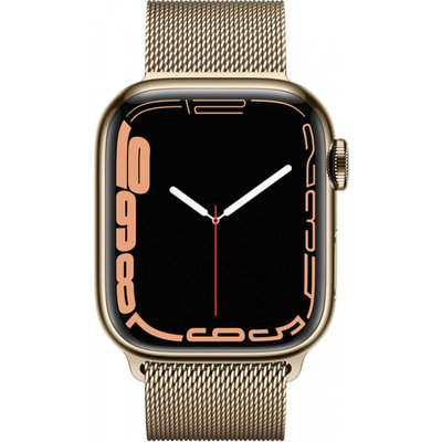 Apple Watch Series 7 GPS + LTE, 41mm Gold Stainless Steel Case with Gold Milanese Loop (MKHH3) MKHH3 фото