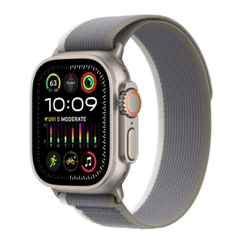 Apple Watch Ultra 2 49mm Titanium Case with Green/Gray Trail Loop (S/M) (MRF33) MRF33 фото