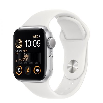 Apple Watch SE 2 44mm Silver Aluminium Case with White Sport Band (MNK23) MNK23 фото