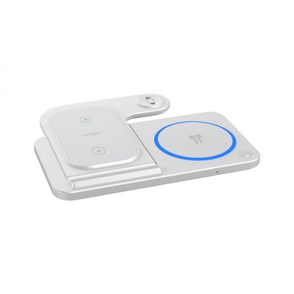 Бездротовий зарядний пристрій WiWU Wi-W020 Foldable Magnetic Station Wireless Charger 3in1 15W White 5749        фото
